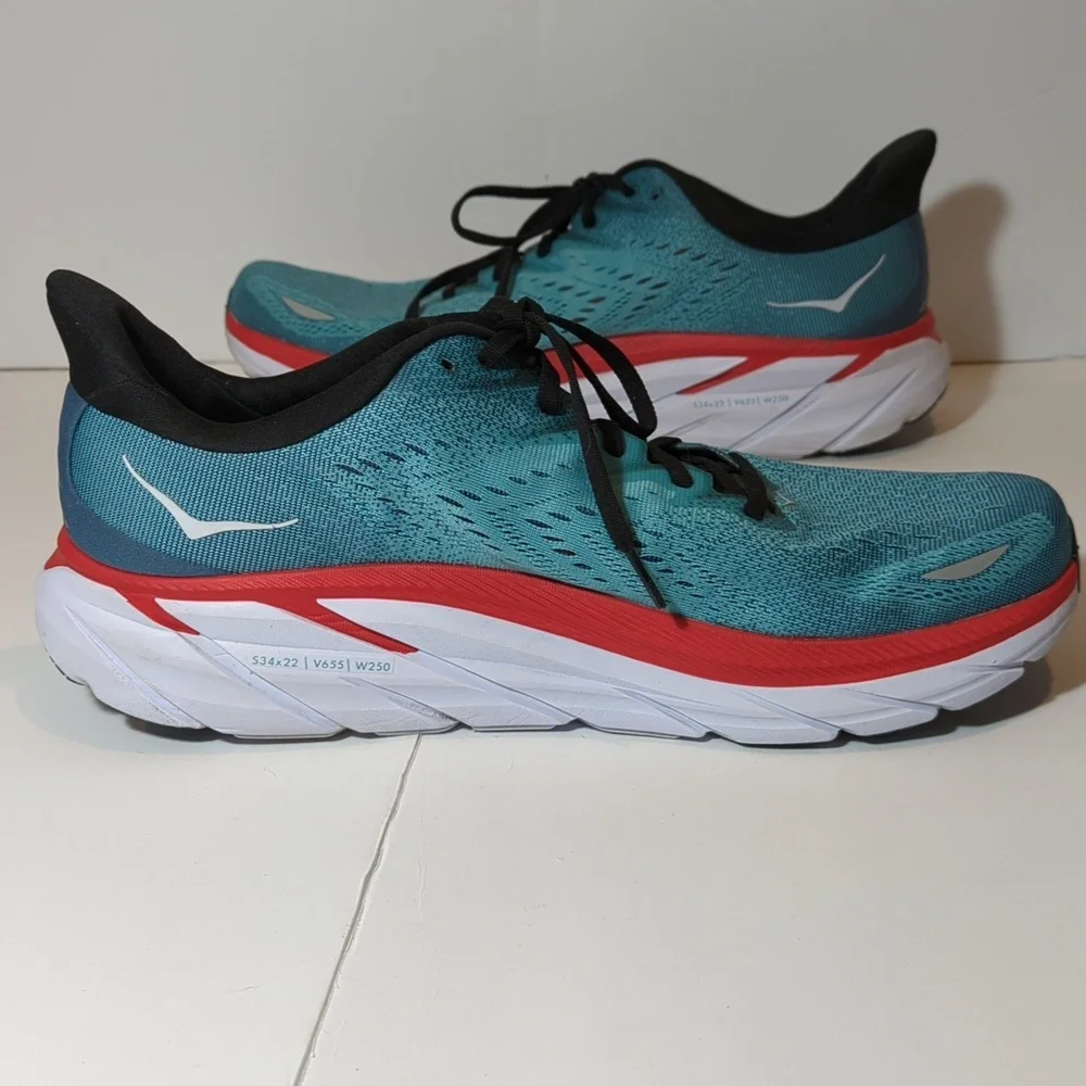 Hoka One One Clifton 8 Men's Real Teal, Aquarelle 1119393 RTAR size 13d - Picture 6 of 15